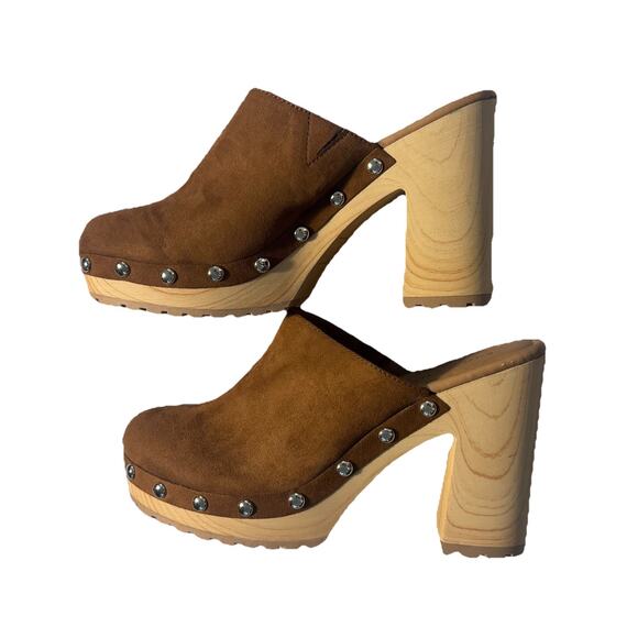 New Sun + Stone Studded Tan Suede Clogs Shoes Womens 8.5 - Picture 7 of 7